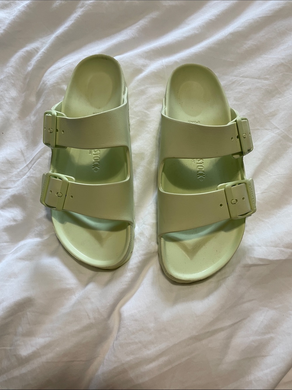 Birkenstock Two-Strap Slide Sandals - Light Green